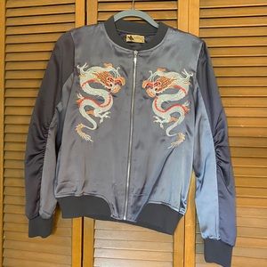 LF Dragon embroidered grey bomber